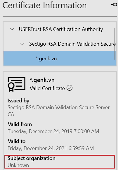 Certificate với Domain Validation