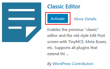 KÍch hoạt Classic Editor