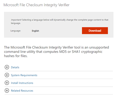 Microsoft File Checksum Integrity Verifier