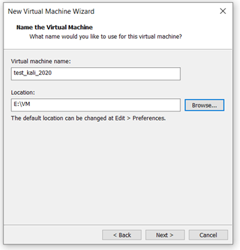 Virtual machine name và Location