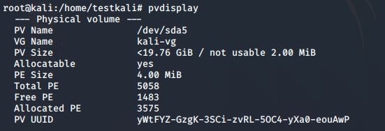 pvdisplay command