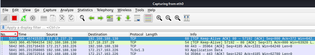 Wireshark Network Interface - Captured Packets