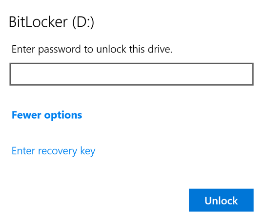 BitLocker Unlock with Recovery key
