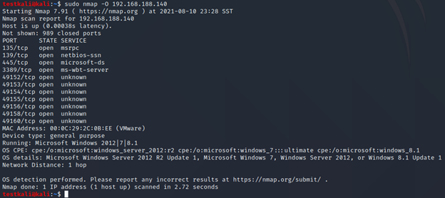 Nmap OS fingerprinting