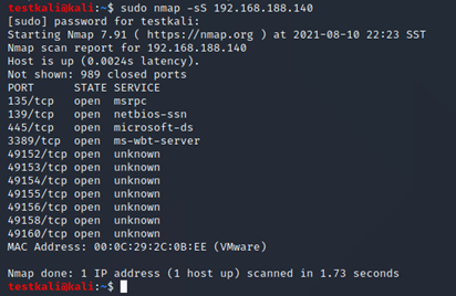 Nmap Syn scan