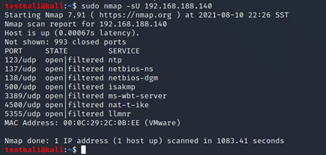 Nmap UDP scan