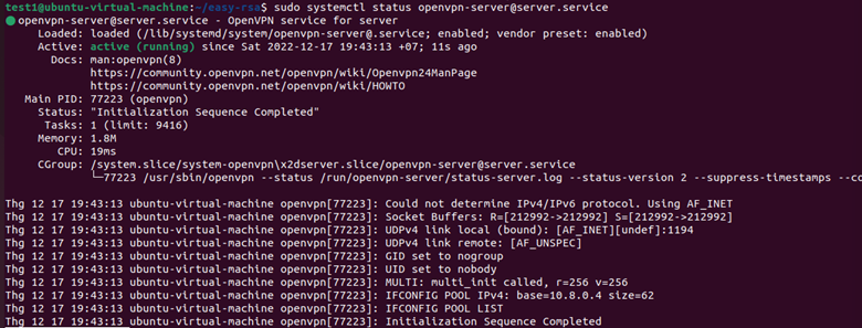 OpenVPN service status