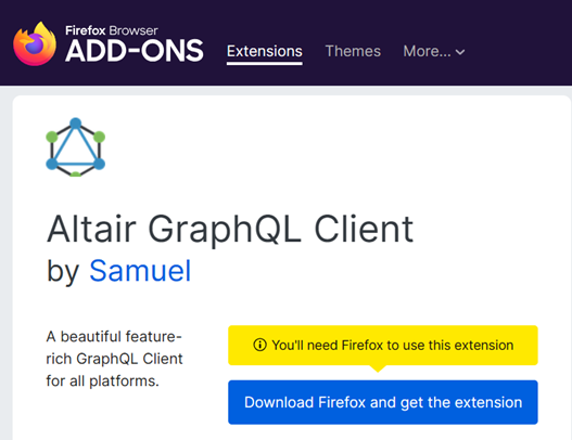 Firefox add-ons Altair GraphQL Client